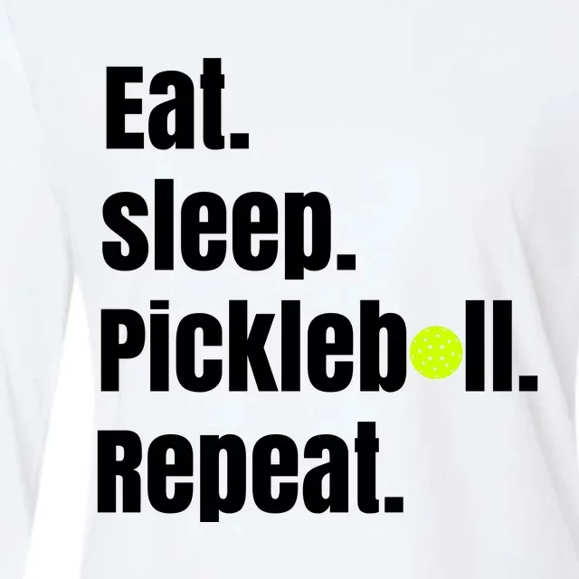 Eat Sleep Pickleball Repeat Funny Pickleball Quote Pickleball Text Womens Cotton Relaxed Long Sleeve T-Shirt