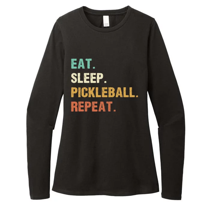 Eat Sleep Pickleball Repeat, Funny Pickleball Womens CVC Long Sleeve Shirt