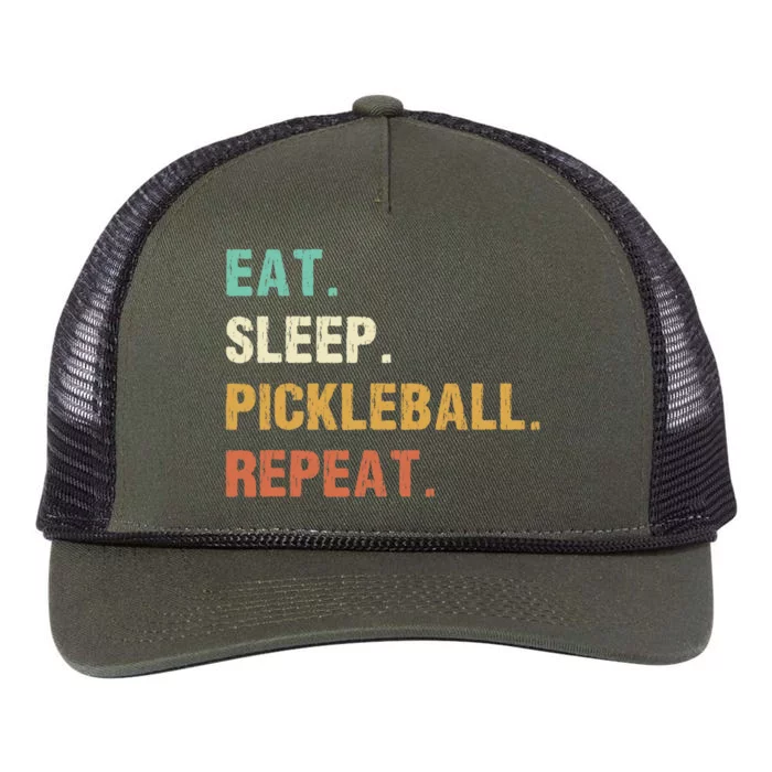 Eat Sleep Pickleball Repeat, Funny Pickleball Retro Rope Trucker Hat Cap