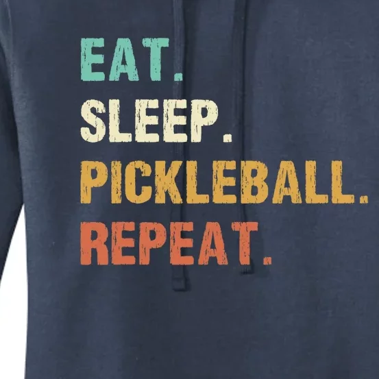 Eat Sleep Pickleball Repeat, Funny Pickleball Women's Pullover Hoodie