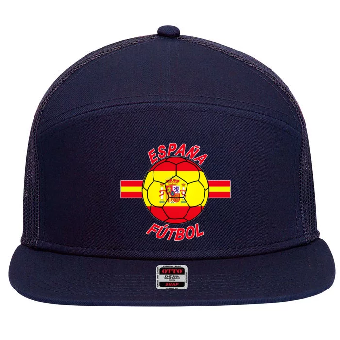 Espana Futbol Spain Soccer Logo 7 Panel Mesh Trucker Snapback Hat