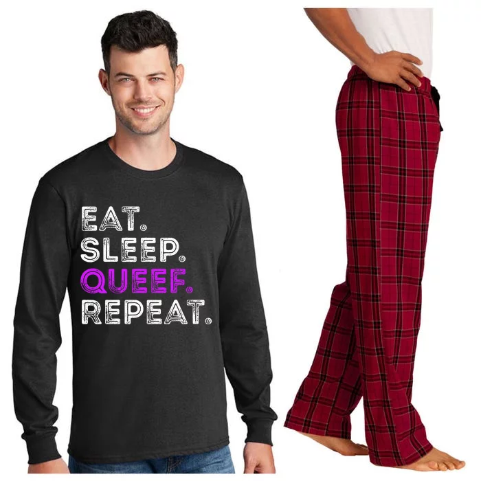 Eat Sleep Queef Repeat Queef Funny Queefing Joke Long Sleeve Pajama Set