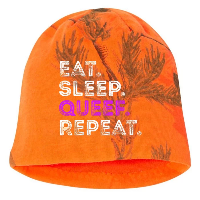 Eat Sleep Queef Repeat Queef Funny Queefing Joke Kati - Camo Knit Beanie