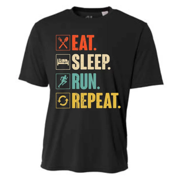 Eat Sleep Run Repeat Retro Vintage Running Runner Gift Cooling Performance Crew T-Shirt