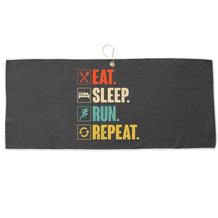 Eat Sleep Run Repeat Retro Vintage Running Runner Gift Large Microfiber Waffle Golf Towel