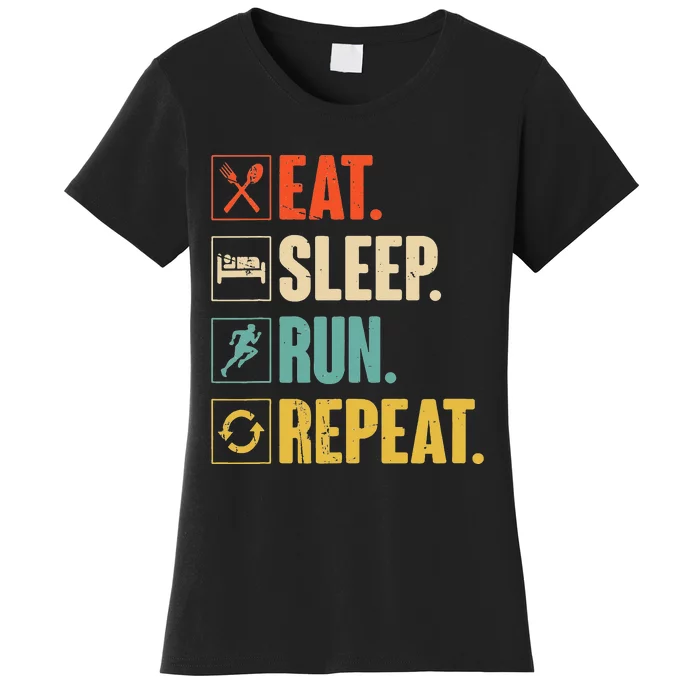 Eat Sleep Run Repeat Retro Vintage Running Runner Gift Women's T-Shirt