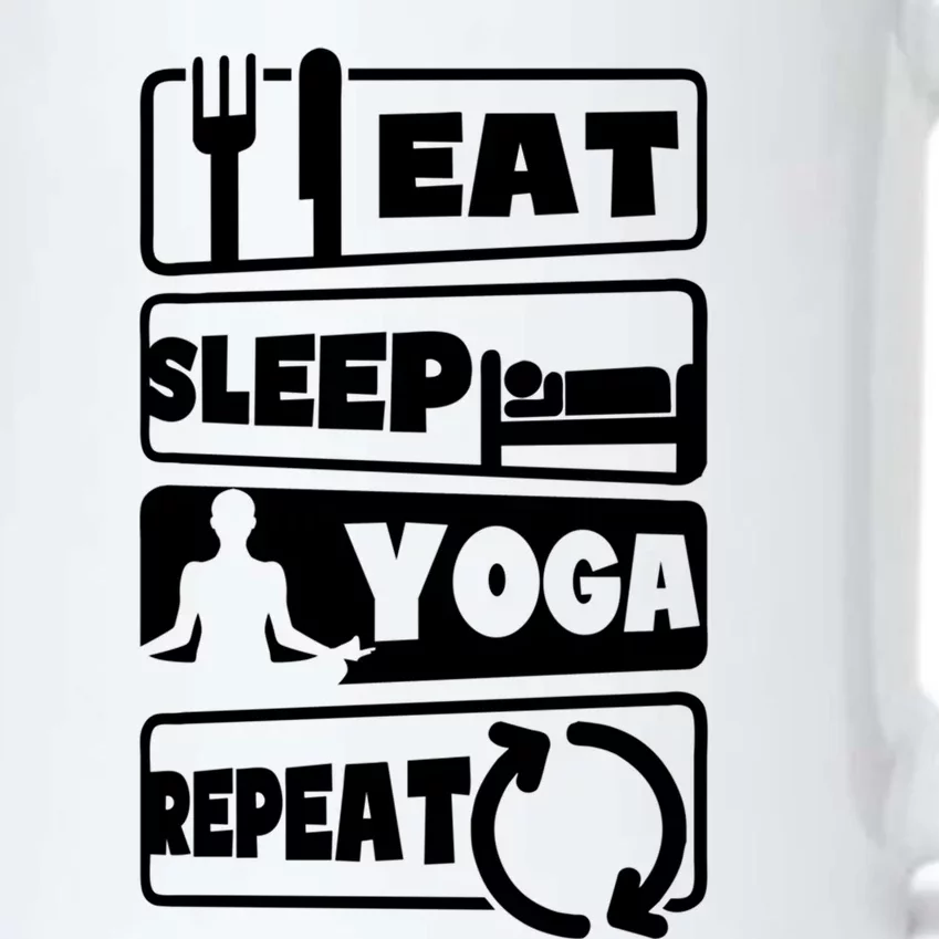 Eat Sleep Repeat Design Funny Yoga Gift Black Color Changing Mug