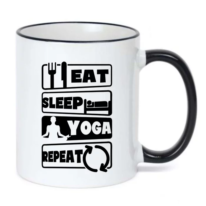 Eat Sleep Repeat Design Funny Yoga Gift Black Color Changing Mug