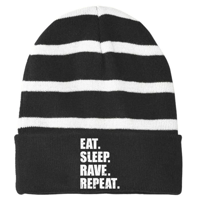 Eat Sleep Rave Repeat Striped Beanie with Solid Band