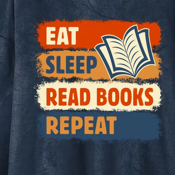 Eat Sleep Read Books Repeat Reading Lovers Retro Bookworm Gift Hooded Wearable Blanket