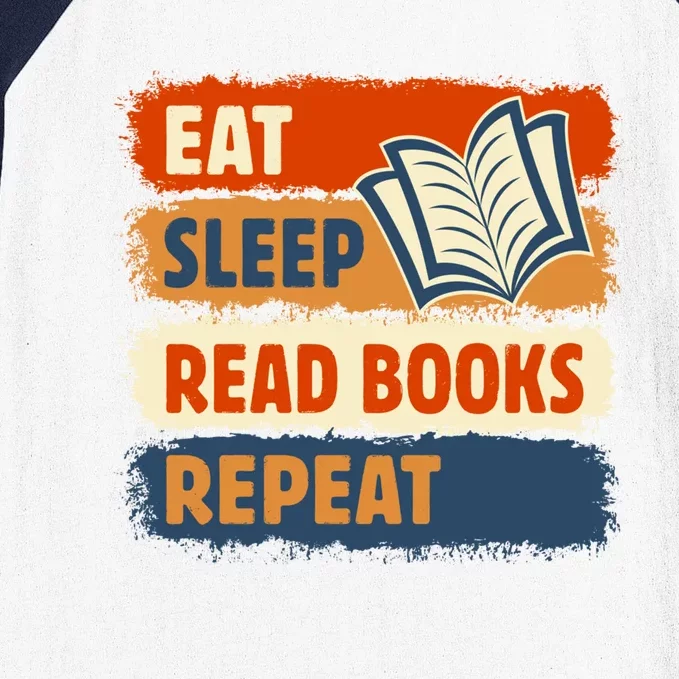 Eat Sleep Read Books Repeat Reading Lovers Retro Bookworm Gift Baseball Sleeve Shirt