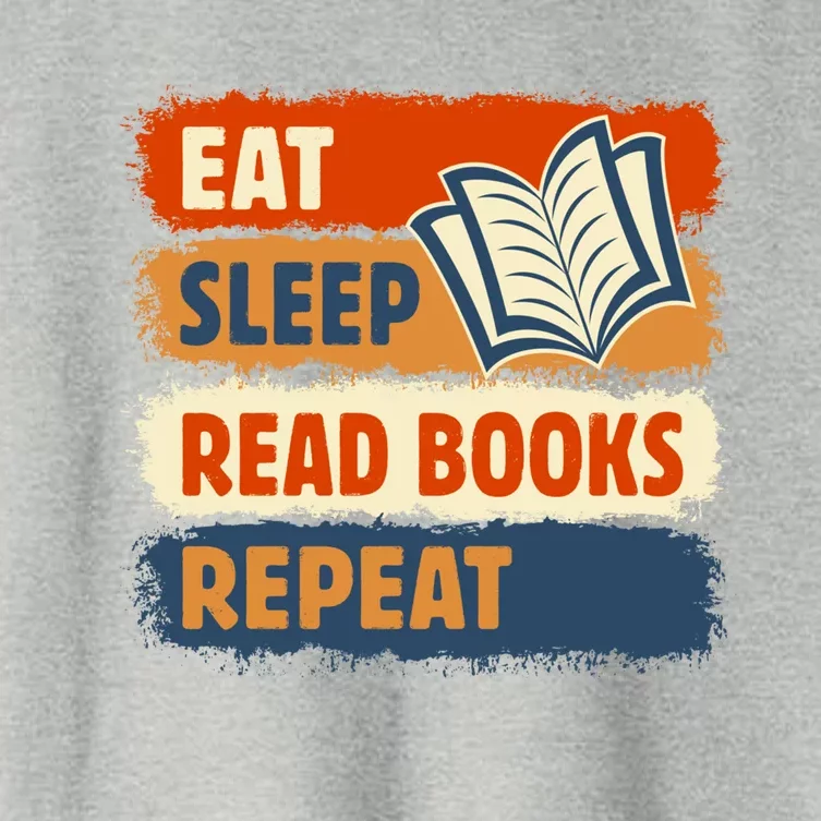 Eat Sleep Read Books Repeat Reading Lovers Retro Bookworm Gift Women's Crop Top Tee