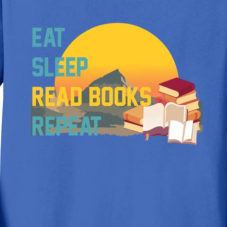 Eat Sleep Read Books Repeat Reading Lovers Retro Bookworm Gift Kids Long Sleeve Shirt