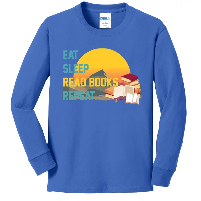 Eat Sleep Read Books Repeat Reading Lovers Retro Bookworm Gift Kids Long Sleeve Shirt