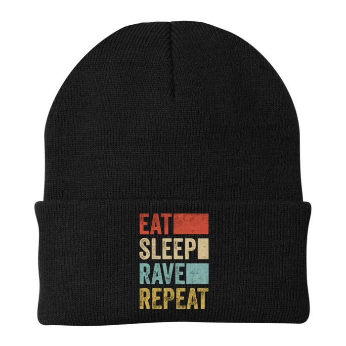 Eat Sleep Rave Repeat Retro Rave Knit Cap Winter Beanie