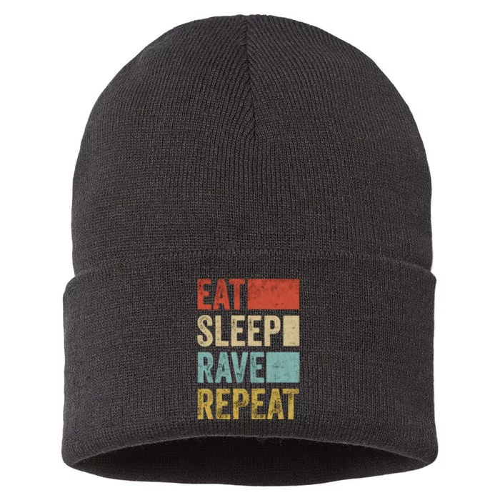 Eat Sleep Rave Repeat Retro Rave Sustainable Knit Beanie