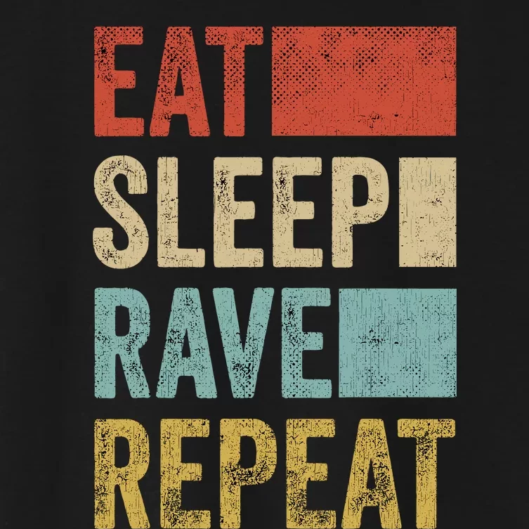 Eat Sleep Rave Repeat Retro Rave Women's Crop Top Tee