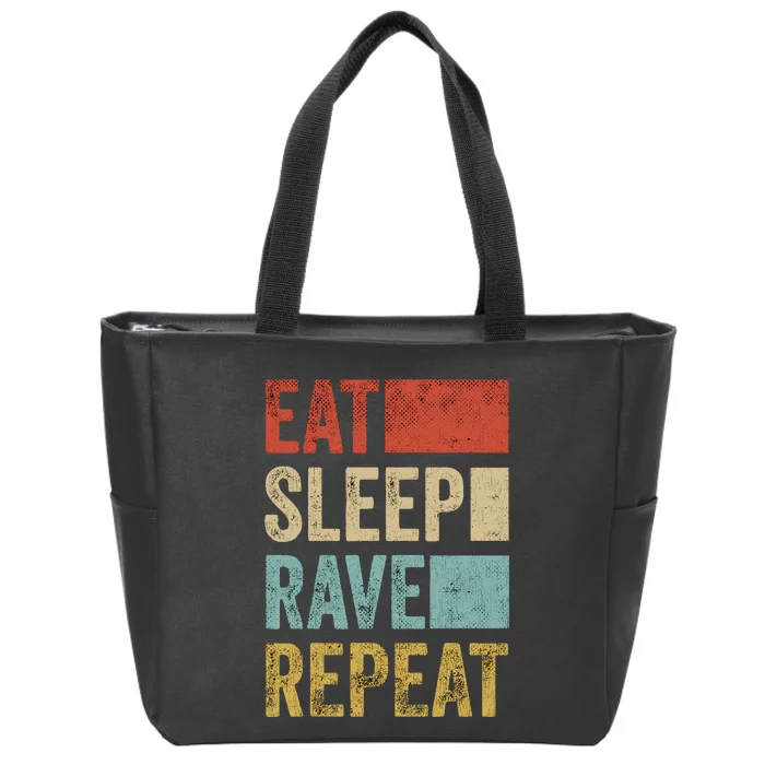 Eat Sleep Rave Repeat Retro Rave Zip Tote Bag