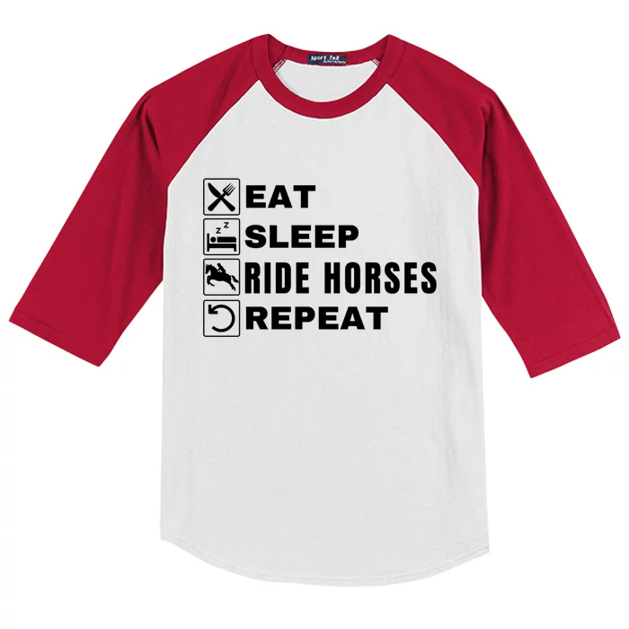 Eat Sleep Ride Horses Repeat Pony Funny Horseback Riding Meaningful Gift Kids Colorblock Raglan Jersey