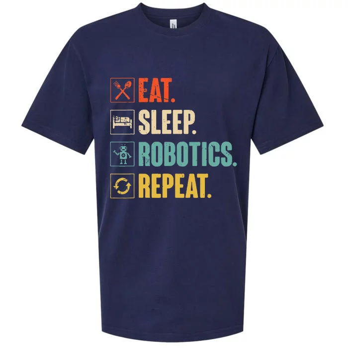 Eat Sleep Robotics Repeat Vintage Engineer Gift Sueded Cloud Jersey T-Shirt