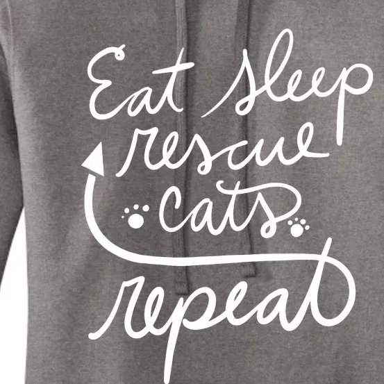 Eat Sleep Rescue Cats Repeat I Love To Rescue Women's Pullover Hoodie