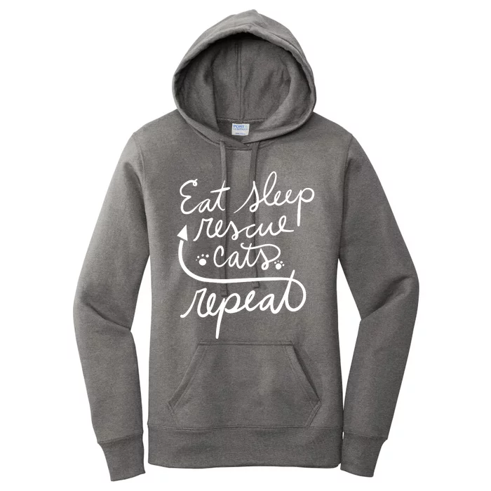 Eat Sleep Rescue Cats Repeat I Love To Rescue Women's Pullover Hoodie