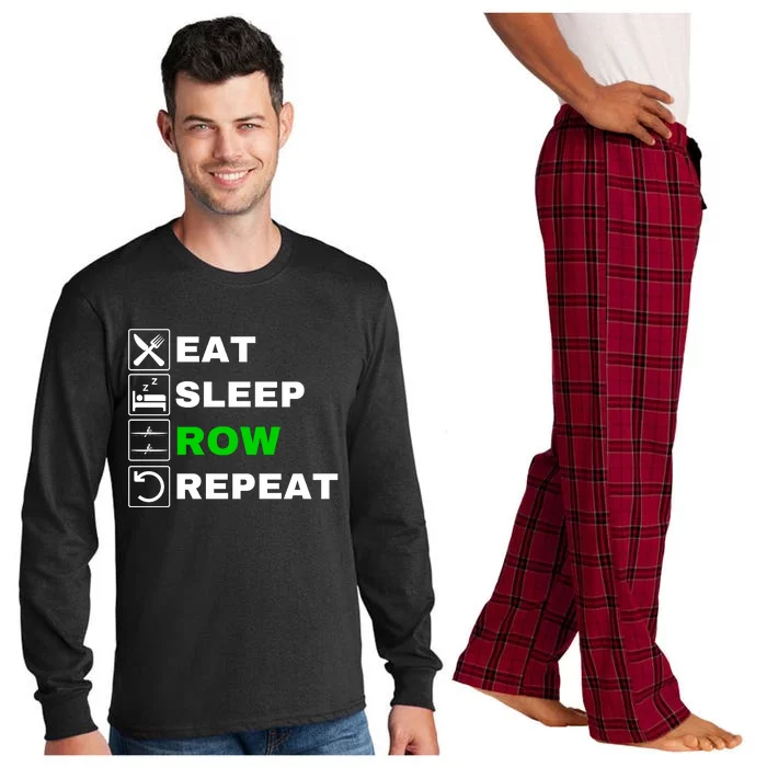 Eat Sleep Row Repeat, Erg Rowing Crew, Rowing Oar, Row Crew Long Sleeve Pajama Set