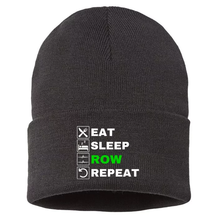 Eat Sleep Row Repeat, Erg Rowing Crew, Rowing Oar, Row Crew Sustainable Knit Beanie