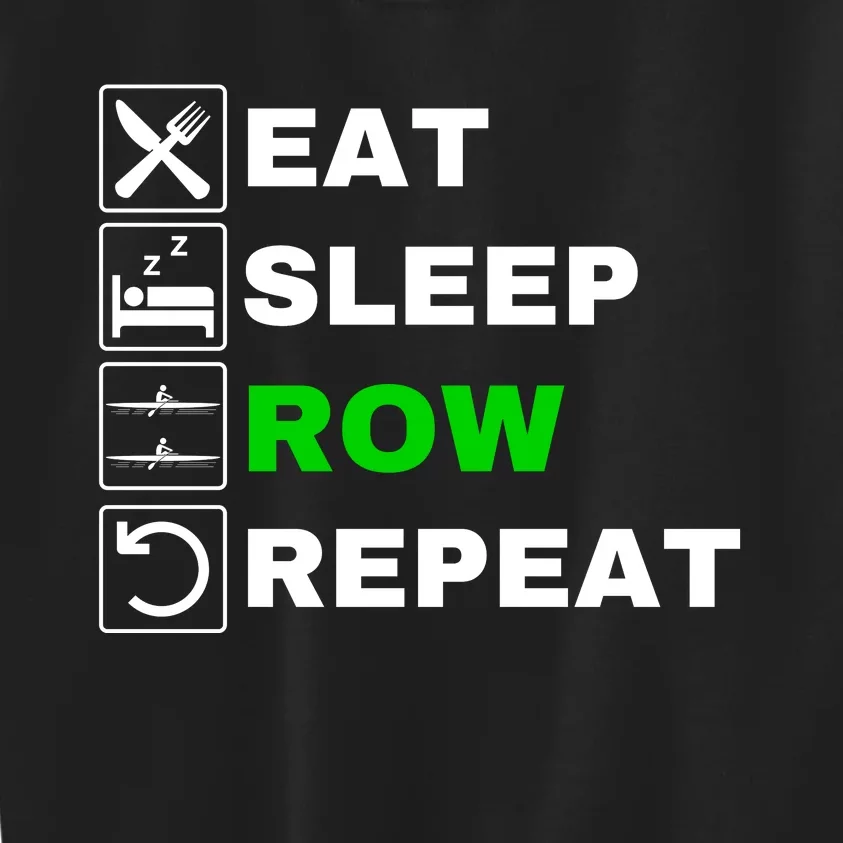 Eat Sleep Row Repeat, Erg Rowing Crew, Rowing Oar, Row Crew Kids Sweatshirt