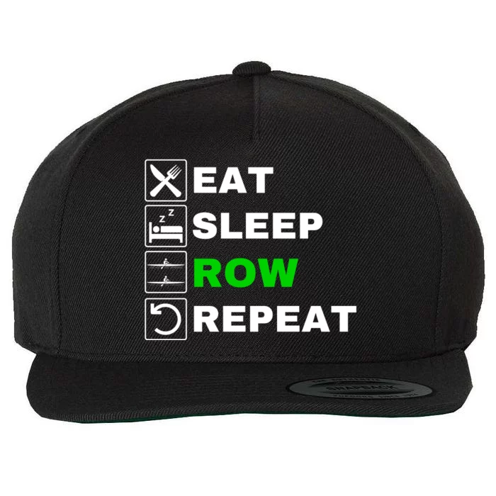 Eat Sleep Row Repeat, Erg Rowing Crew, Rowing Oar, Row Crew Wool Snapback Cap