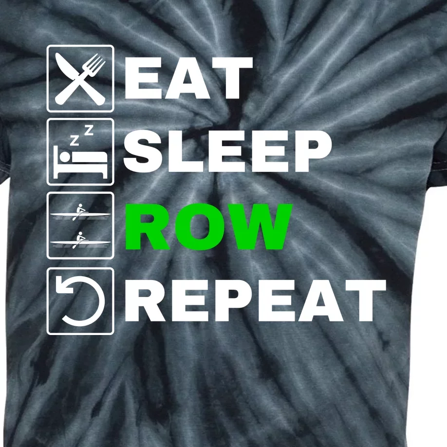 Eat Sleep Row Repeat, Erg Rowing Crew, Rowing Oar, Row Crew Kids Tie-Dye T-Shirt