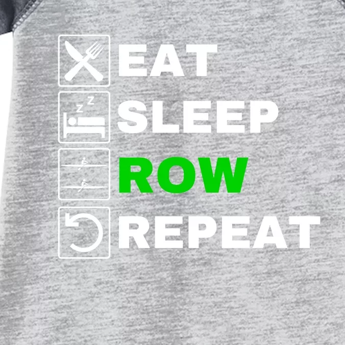 Eat Sleep Row Repeat, Erg Rowing Crew, Rowing Oar, Row Crew Infant Baby Jersey Bodysuit