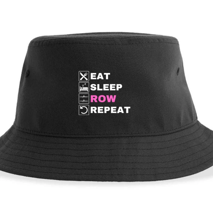 Eat Sleep Row Repeat, Erg Rowing Crew, Rowing Oar, Row Crew Sustainable Bucket Hat