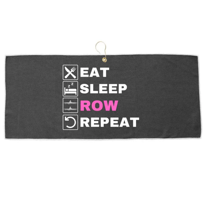 Eat Sleep Row Repeat, Erg Rowing Crew, Rowing Oar, Row Crew Large Microfiber Waffle Golf Towel