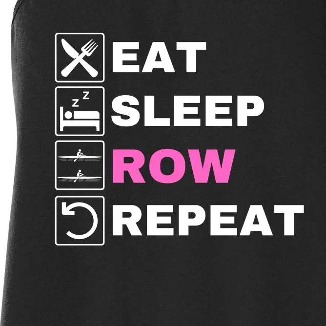 Eat Sleep Row Repeat, Erg Rowing Crew, Rowing Oar, Row Crew Women's Racerback Tank