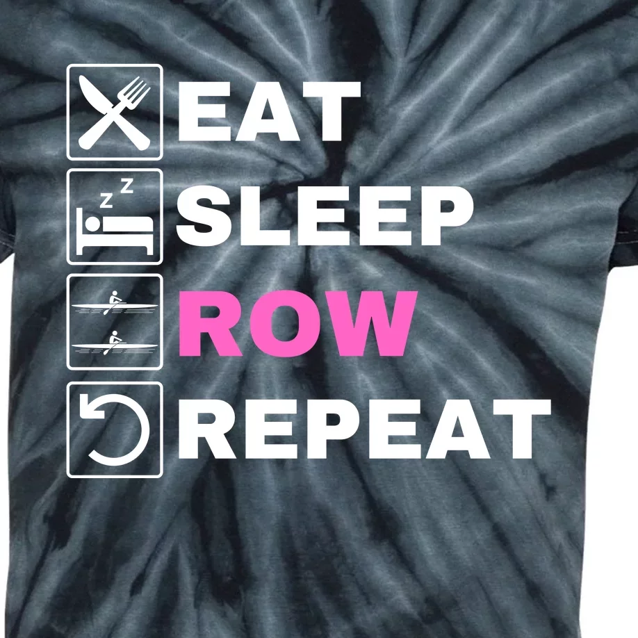 Eat Sleep Row Repeat, Erg Rowing Crew, Rowing Oar, Row Crew Kids Tie-Dye T-Shirt