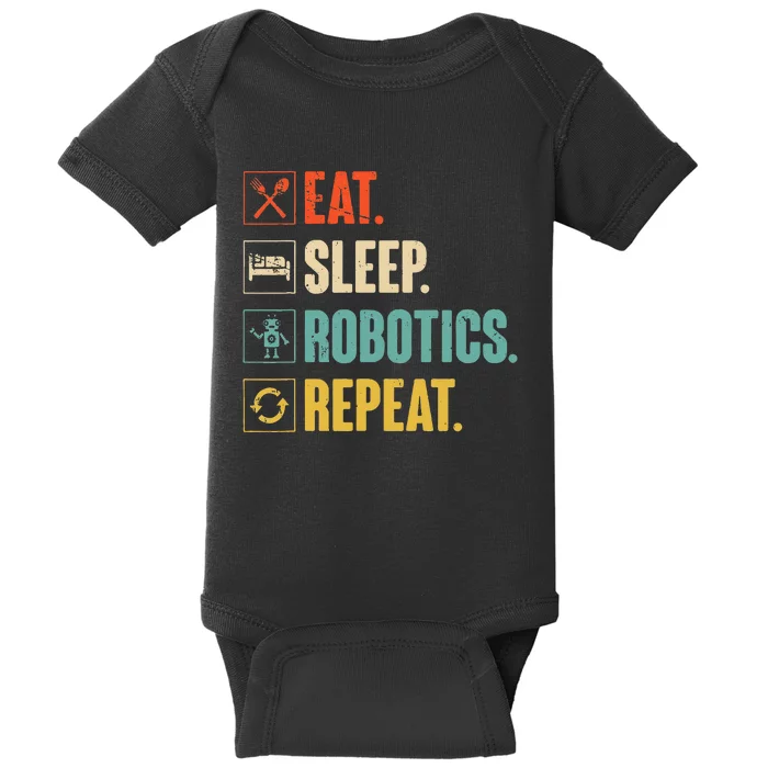 Eat Sleep Robotics Repeat Vintage Engineer Gift Baby Bodysuit