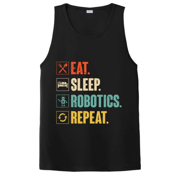 Eat Sleep Robotics Repeat Vintage Engineer Gift Performance Tank