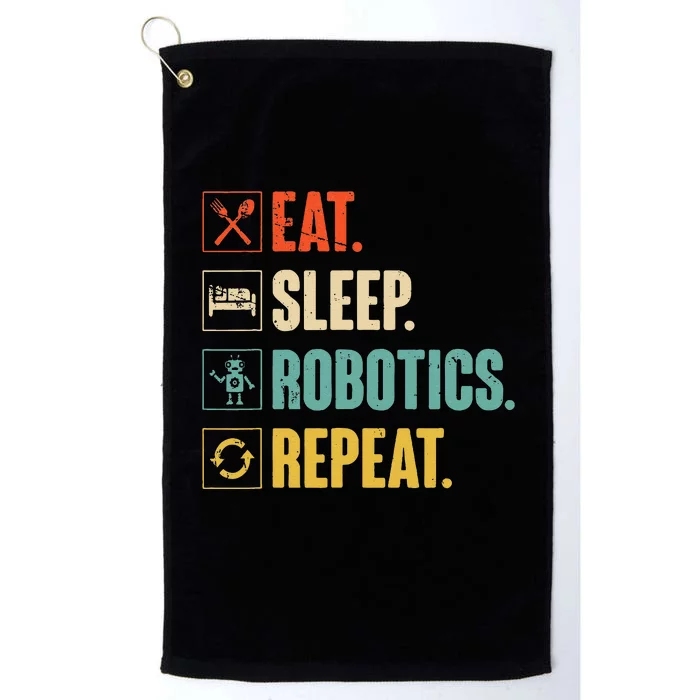 Eat Sleep Robotics Repeat Vintage Engineer Gift Platinum Collection Golf Towel