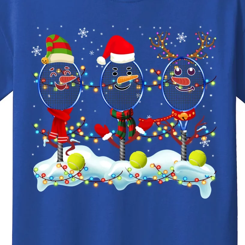 Elf Santa Reindeer Tennis Xmas Lights Tennis Player Gift Kids T-Shirt