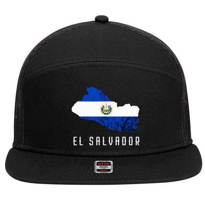 El Salvador Republica De El Salvador Map Salvadorean 7 Panel Mesh Trucker Snapback Hat