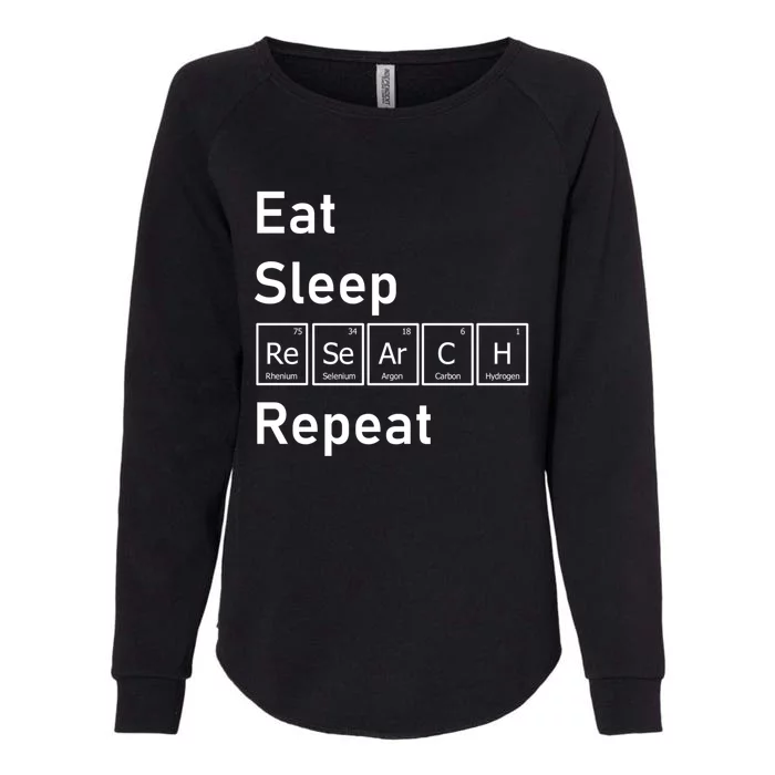 Eat Sleep Research Repeat Funny Science Chemistry Nerd Gift Womens California Wash Sweatshirt