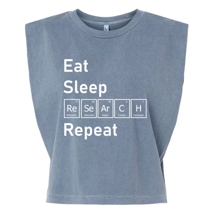 Eat Sleep Research Repeat Funny Science Chemistry Nerd Gift Garment-Dyed Women's Muscle Tee