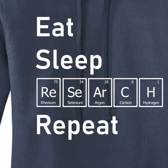 Eat Sleep Research Repeat Funny Science Chemistry Nerd Gift Women's Pullover Hoodie