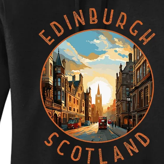 Edinburgh Scotland Retro Distressed Circle Travel Souvenir Women's Pullover Hoodie