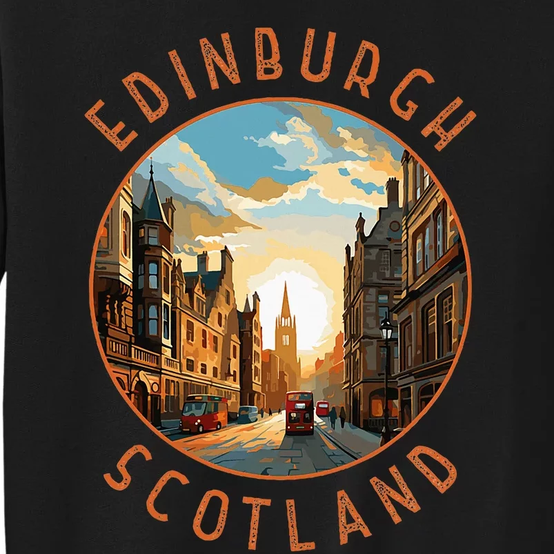 Edinburgh Scotland Retro Distressed Circle Travel Souvenir Tall Sweatshirt