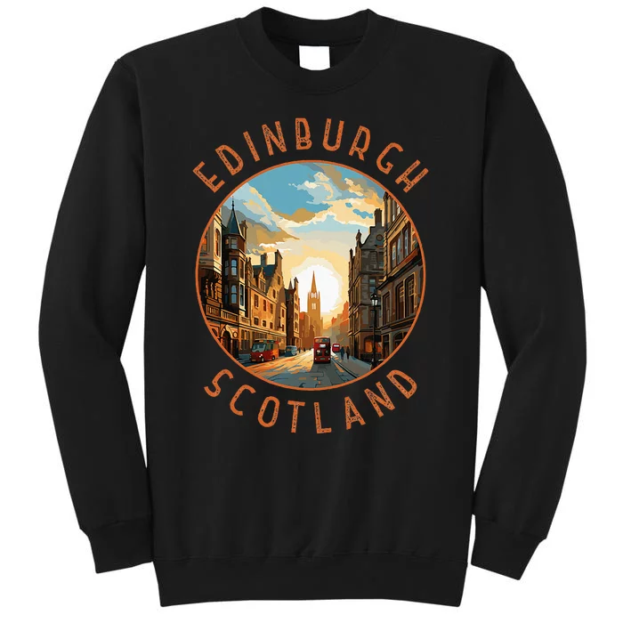 Edinburgh Scotland Retro Distressed Circle Travel Souvenir Tall Sweatshirt