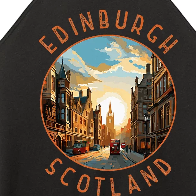 Edinburgh Scotland Retro Distressed Circle Travel Souvenir Women’s Perfect Tri Rocker Tank