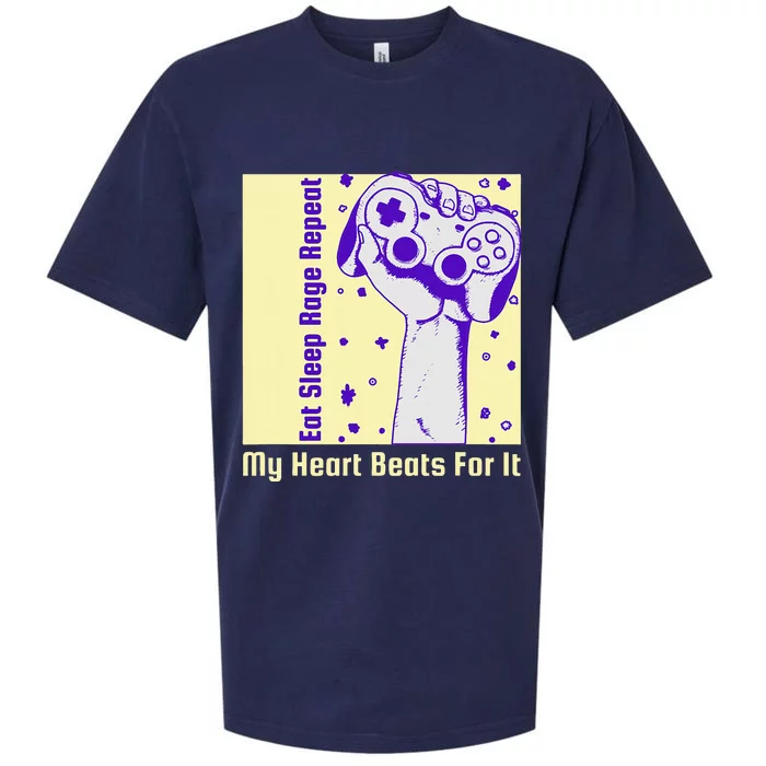 Eat Sleep Rage Repeat My Heart Beats For It Sueded Cloud Jersey T-Shirt