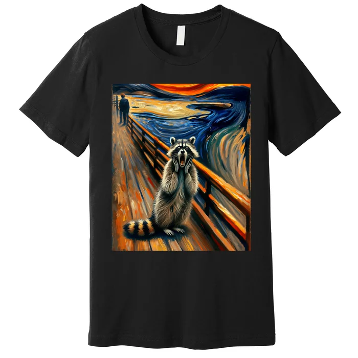 Expressionist Scream Raccoon Lovers | Artistic Raccoon Premium T-Shirt